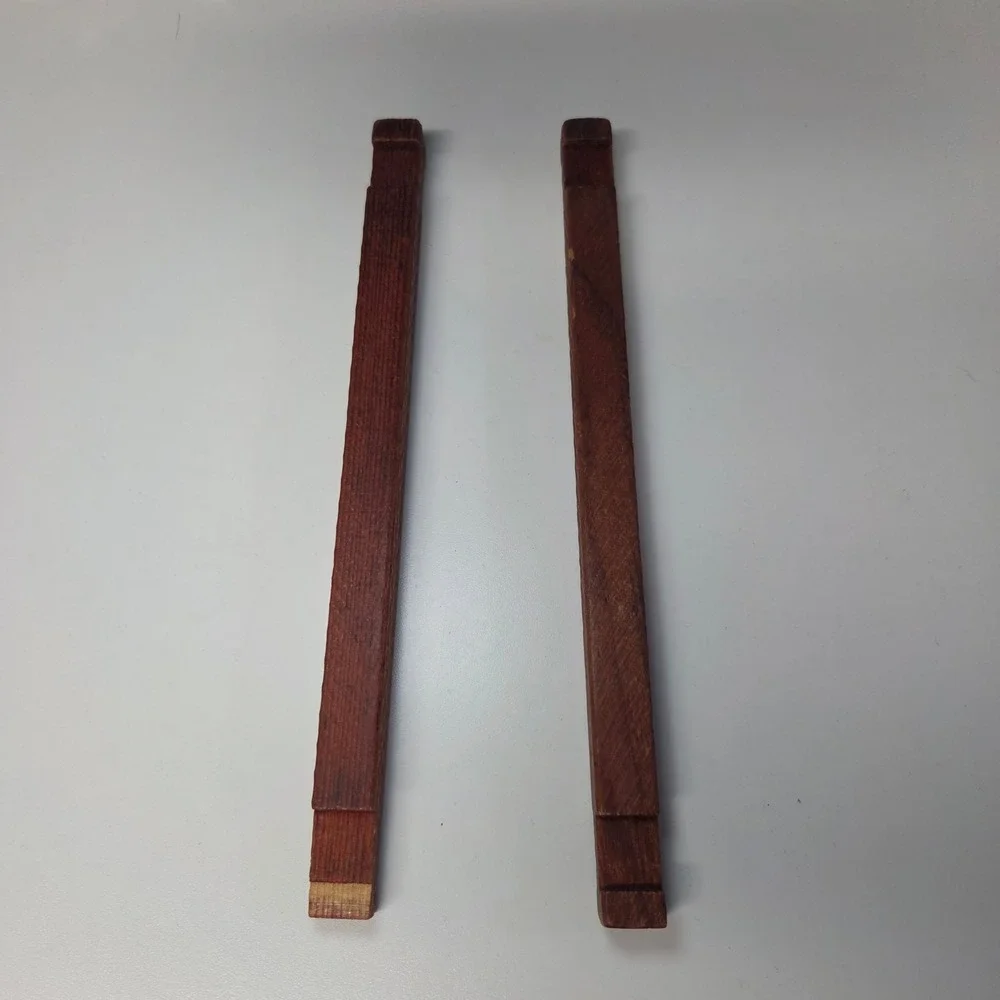 Vintage Hammered Wood Blocks Long Square Notched Replacement Parts Set of 2